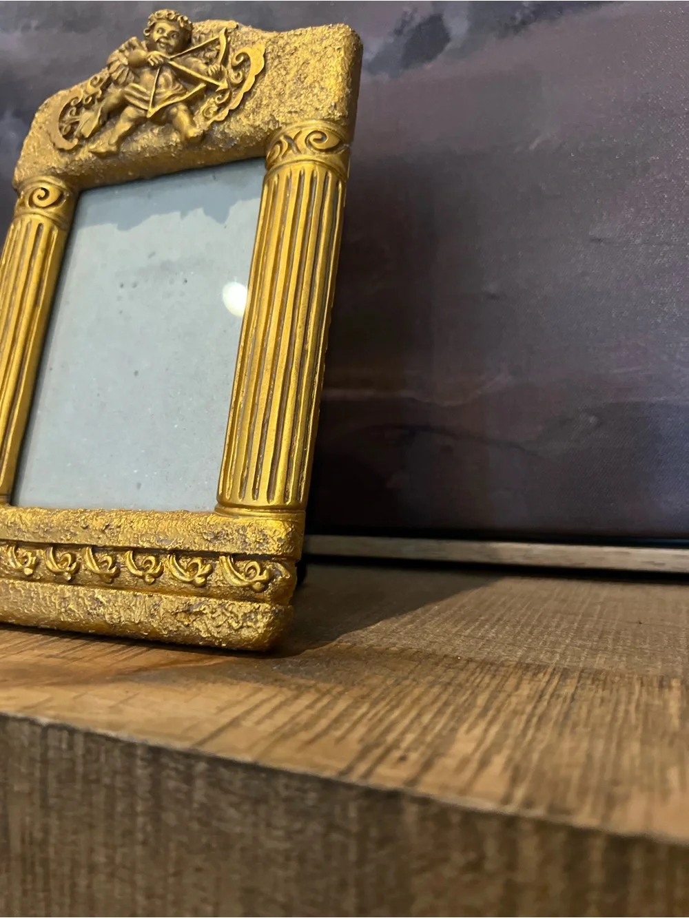 Vintage Gold Cherub Cupid Picture Frame 1990s Hollywood Regency 3.5 x 5” Photo